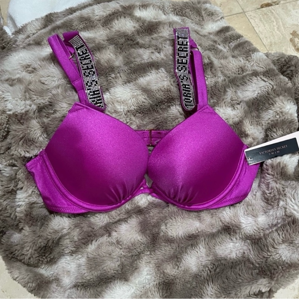Victoria's Secret Purple Bikini Top With Embellished Straps